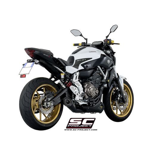 VÝFUKOVÝ SYSTÉM SC PROJECT PRO YAMAHA - MT-07 (2013 - 2016) - FULL EXHAUST SYSTEM 2-1, WITH S1 MUFFLER, BRUSHED STAINLESS STEEL, BLACK PAINTED
