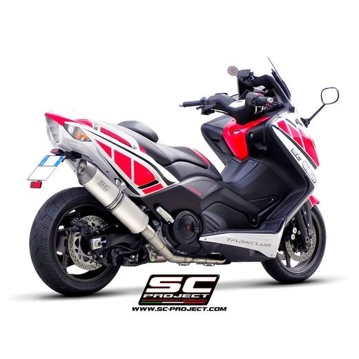 VÝFUKOVÝ SYSTÉM SC PROJECT PRO YAMAHA - TMAX 530 (2012 - 2016) - FULL EXHAUST SYSTEM 2-1, WITH OVAL MUFFLER, TITANIUM, WITH CARBON FIBER END CAP