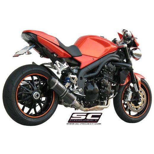 VÝFUKOVÝ SYSTÉM SC PROJECT PRO TRIUMPH - SPEED TRIPLE 1050 (2007 - 2010) - OVAL MUFFLER, LOW POSITION, CARBON FIBER, WITH CARBON FIBER END CAP