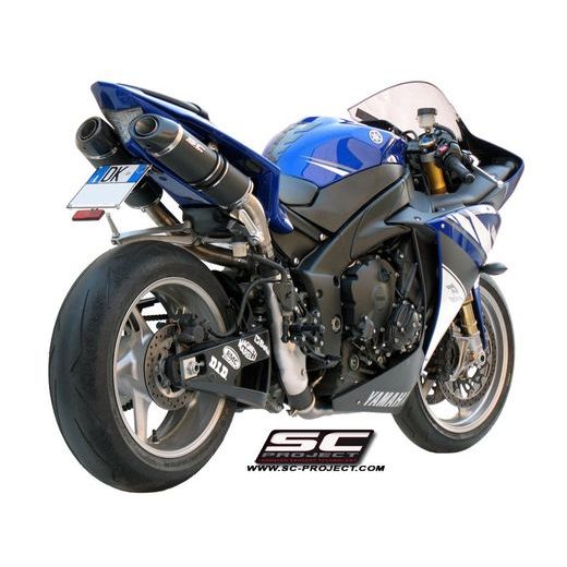 VÝFUKOVÝ SYSTÉM SC PROJECT PRO YAMAHA - YZF R1 (2009 - 2014) - PAIR OF OVAL MUFFLERS, CARBON FIBER, WITH CARBON FIBER END CAP