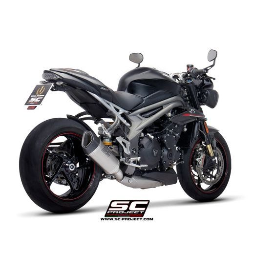 VÝFUKOVÝ SYSTÉM SC PROJECT PRO TRIUMPH - SPEED TRIPLE 1050 (2018 - 2020) - S - RS - SC1-R MUFFLER, TITANIUM, WITH CARBON FIBER END CAP