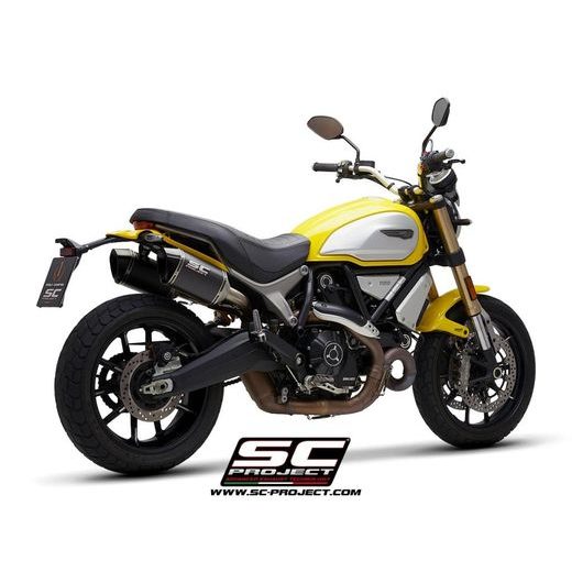 VÝFUKOVÝ SYSTÉM SC PROJECT PRO DUCATI - SCRAMBLER 1100 (2018 - 2019) - PAIR OF MTR MUFFLERS, CARBON FIBER, WITH MACHINED FROM SOLID CNC END CAP