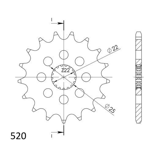 ŘETĚZOVÉ KOLEČKO SUPERSPROX CST-394:16 16 ZUBŮ, 520