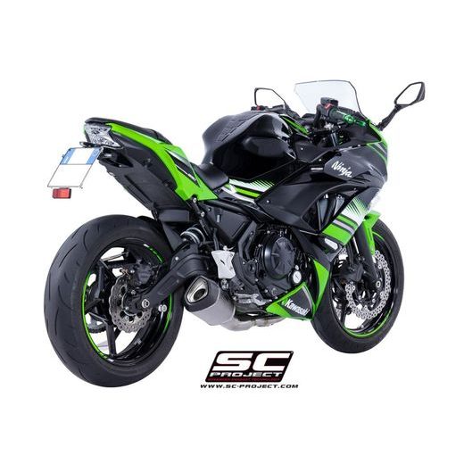 VÝFUKOVÝ SYSTÉM SC PROJECT PRO KAWASAKI - NINJA 650 (2017 - 2019) - FULL EXHAUST SYSTEM 2-1, WITH SC1-R GT MUFFLER, MATT BLACK PAINTED TITANIUM, WITH CARBON FIBER END CAP