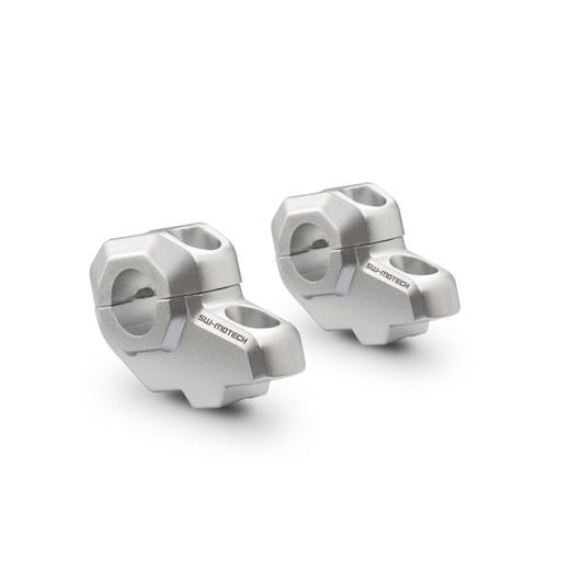 SW MOTECH ZVÝŠENÍ ŘÍDÍTEK 22 MM H = 30 MM. ZPĚT 21 MM. STŘÍBRO.