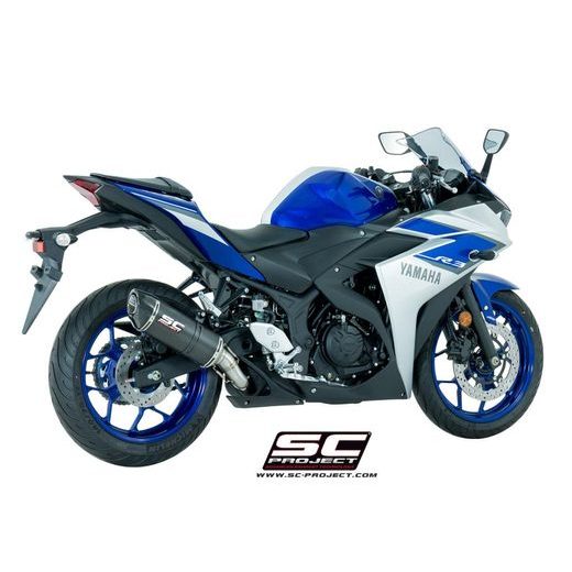 VÝFUKOVÝ SYSTÉM SC PROJECT PRO YAMAHA - YZF R3 (2015 - 2017) - OVAL MUFFLER, TITANIUM, WITH CARBON FIBER END CAP
