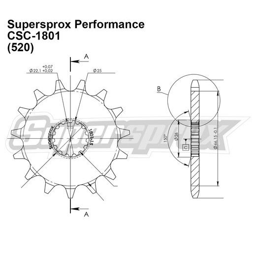 ŘETĚZOVÉ KOLEČKO SUPERSPROX CSC-1801:15.5 15 ZUBŮ