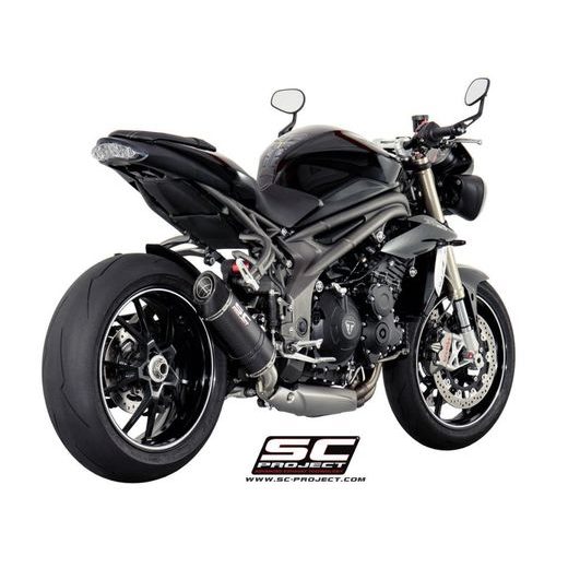 VÝFUKOVÝ SYSTÉM SC PROJECT PRO TRIUMPH - SPEED TRIPLE 1050 (2016 - 2017) - S - R - OVAL MUFFLER, LOW POSITION, TITANIUM, WITH CARBON FIBER END CAP