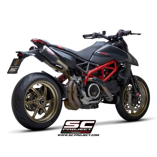 VÝFUKOVÝ SYSTÉM SC PROJECT PRO DUCATI - HYPERMOTARD 950 - RVE - SP (2019 - 2021) - EURO 4 - PAIR OF CR-T M2 MUFFLERS, CARBON FIBRE, WITH TITANIUM END CAP