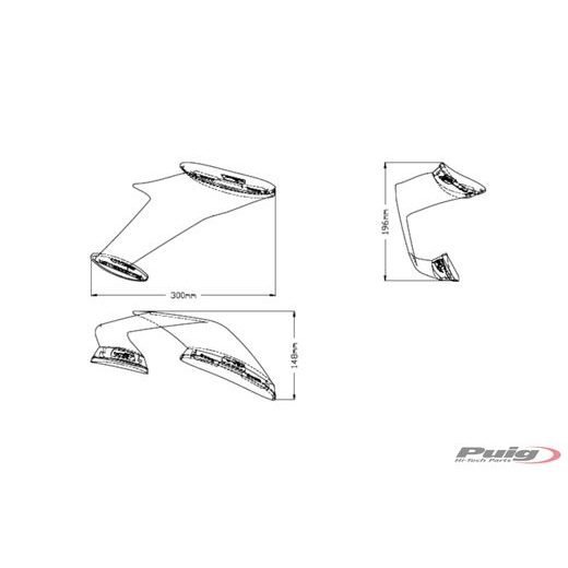 BOČNÍ SPOILERY PUIG DOWNFORCE 20543N ČERNÝ