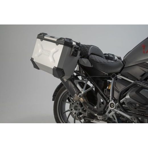 SW MOTECH TRAX ADV ALUMINUM CASE SYSTEM AKRAPOVIC SILVER. 45/37 L. BMW R 1250 GS/ADV/RALLY