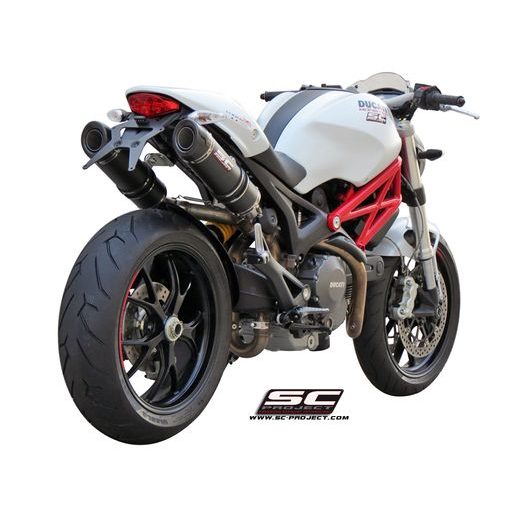 VÝFUKOVÝ SYSTÉM SC PROJECT PRO DUCATI - MONSTER 796 (2010 - 2014) - PAIR OF GP-TECH MUFFLERS, CARBON FIBER, WITH CARBON FIBER END CAP