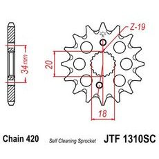 ŘETĚZOVÉ KOLEČKO JT JTF 1310-14SC 14 ZUBŮ, 420 SAMOČISTÍCÍ, NÍZKÁ HMOTNOST