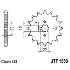 ŘETĚZOVÉ KOLEČKO JT JTF 1550-13 14 ZUBŮ, 428