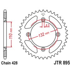 ŘETĚZOVÁ ROZETA JT JTR 895-49ZBK 49 ZUBŮ, 428 ČERNÝ ZINEK