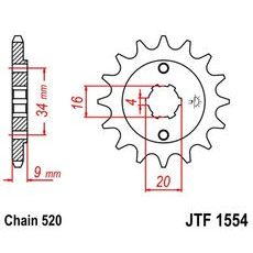 ŘETĚZOVÉ KOLEČKO JT JTF 1554-15 15 ZUBŮ, 520