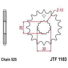 ŘETĚZOVÉ KOLEČKO JT JTF 1183-18RB 18 ZUBŮ, 525 POGUMOVANÉ