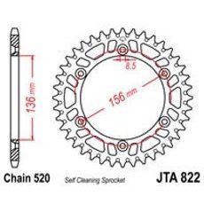 HLINÍKOVÁ ŘETĚZOVÁ ROZETA JT JTA 822-53 53 ZUBŮ, 520