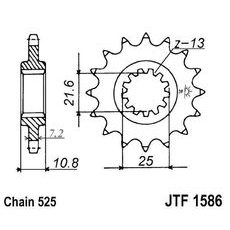 ŘETĚZOVÉ KOLEČKO JT JTF 1586-16RB 16 ZUBŮ, 525 POGUMOVANÉ