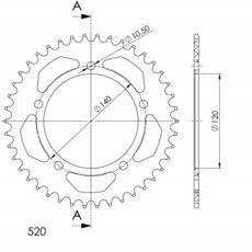 HLINÍKOVÁ ŘETĚZOVÁ ROZETA SUPERSPROX RAL-1793:43-RED ČERVENÁ 43 ZUBŮ, 520