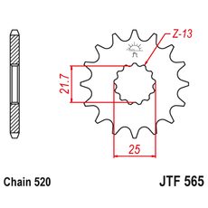 ŘETĚZOVÉ KOLEČKO JT JTF 565-14RB 14 ZUBŮ, 520 POGUMOVANÉ