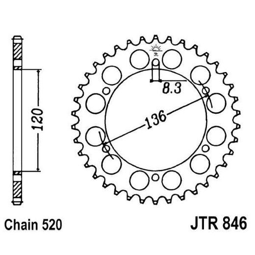 ŘETĚZOVÁ ROZETA JT JTR 846-41 41 ZUBŮ, 520