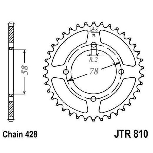 ŘETĚZOVÁ ROZETA JT JTR 810-48 48 ZUBŮ, 428