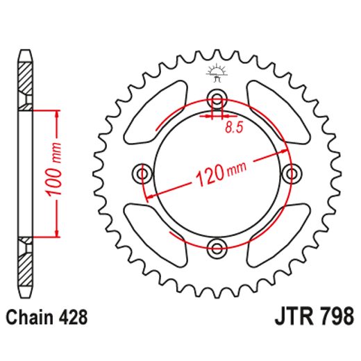 ŘETĚZOVÁ ROZETA JT JTR 798-47 47 ZUBŮ, 428