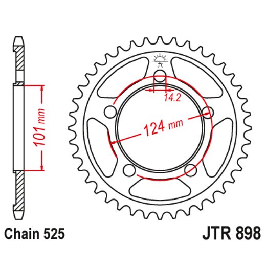 ŘETĚZOVÁ ROZETA JT JTR 898-41ZBK 41 ZUBŮ, 525 ČERNÝ ZINEK