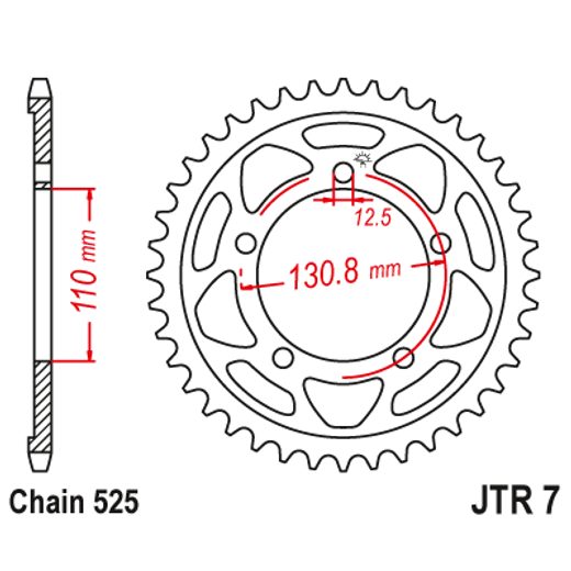ŘETĚZOVÁ ROZETA JT JTR 7-45ZBK 45 ZUBŮ, 525 ČERNÝ ZINEK
