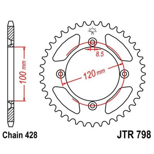 ŘETĚZOVÁ ROZETA JT JTR 798-44 44 ZUBŮ, 428