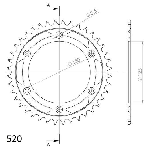 ŘETĚZOVÁ SADA EK - STŘÍBRNÝ ŘETĚZ 520 SRX, X-KROUŽEK, KOLEČKO SUPERSPROX, ROZETA SUPERSPROX PRO KTM EXC (XC) 300 2005-2011