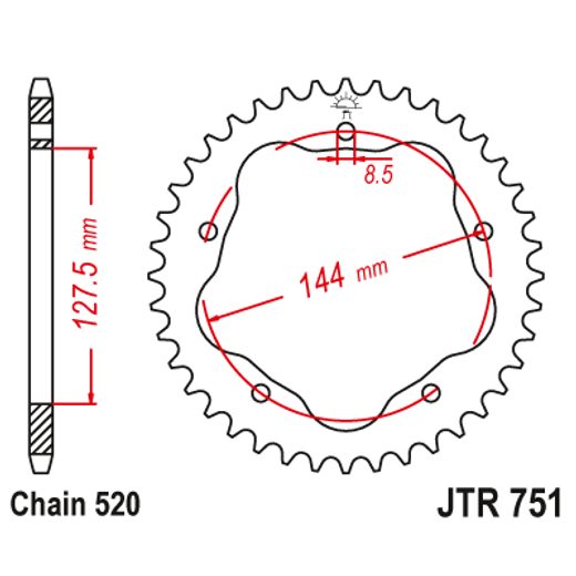 ŘETĚZOVÁ ROZETA JT JTR 751-42 42 ZUBŮ, 520