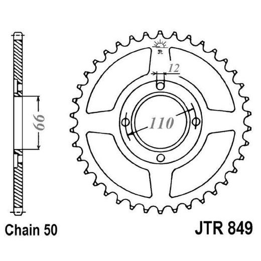ŘETĚZOVÁ ROZETA JT JTR 849-38 38 ZUBŮ, 530
