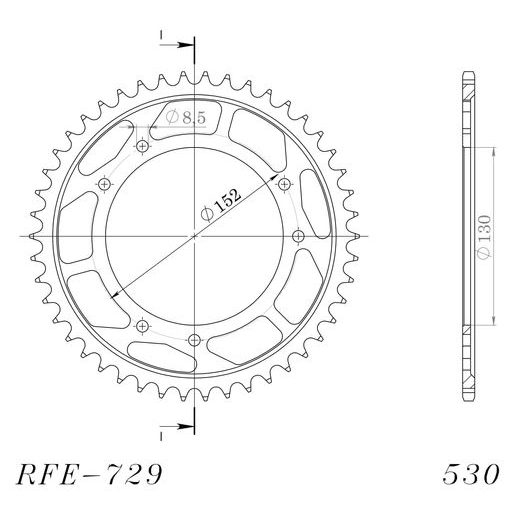 ŘETĚZOVÁ ROZETA SUPERSPROX RFE-729:46-BLK ČERNÝ 46 ZUBŮ, 530