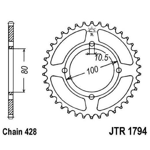 ŘETĚZOVÁ ROZETA JT JTR 1794-45 45 ZUBŮ, 428