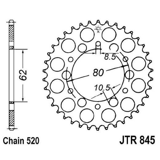 ŘETĚZOVÁ ROZETA JT JTR 845-45 45 ZUBŮ, 520