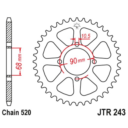 ŘETĚZOVÁ ROZETA JT JTR 243-42 42 ZUBŮ, 520