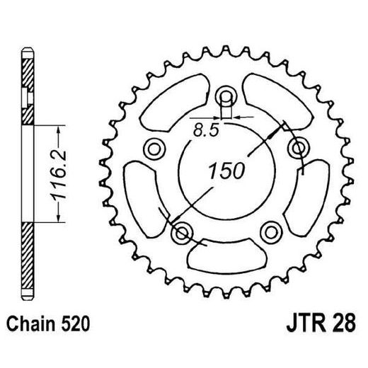 ŘETĚZOVÁ ROZETA JT JTR 28-42 42 ZUBŮ, 520