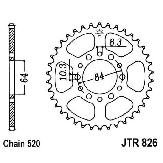 ŘETĚZOVÁ ROZETA JT JTR 826-47 47 ZUBŮ, 520