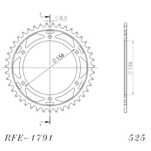 ŘETĚZOVÁ ROZETA SUPERSPROX RFE-1791:44-BLK ČERNÝ 44 ZUBŮ, 525