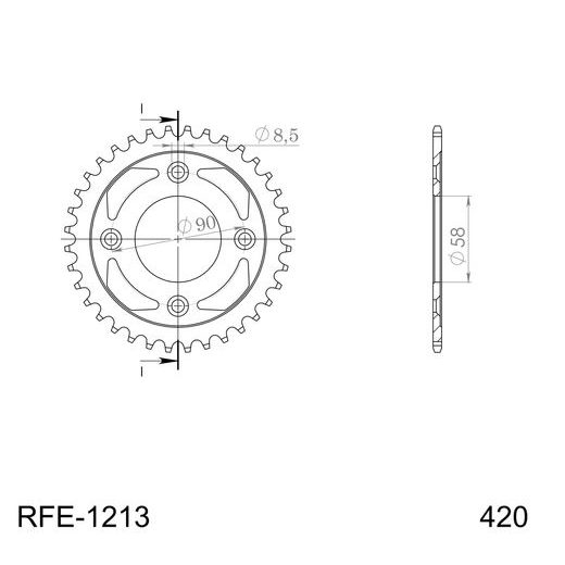 ŘETĚZOVÁ ROZETA SUPERSPROX RFE-1213:36-BLK ČERNÝ 36 ZUBŮ, 420