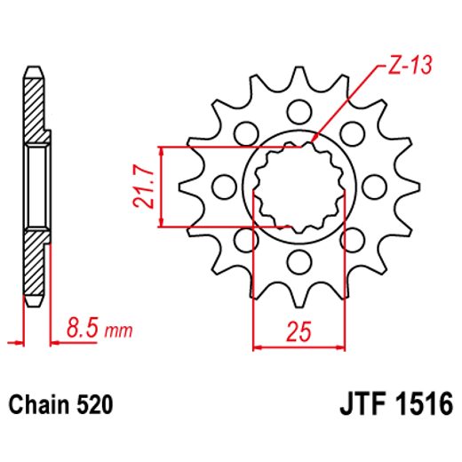 ŘETĚZOVÉ KOLEČKO JT JTF 1516-15 15 ZUBŮ, 520