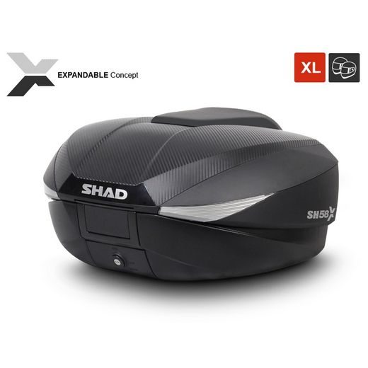 VRCHNÍ KUFR NA MOTORKU SHAD SH58X D0B58206 KARBON (ROZŠIŘITELNÝ KONCEPT) SE ZÁMKEM PREMIUM