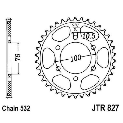 ŘETĚZOVÁ ROZETA JT JTR 827-52 52 ZUBŮ, 532
