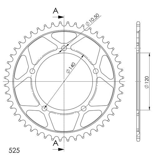 ŘETĚZOVÁ ROZETA SUPERSPROX RFE-1792:48-BLK ČERNÝ 48 ZUBŮ, 525
