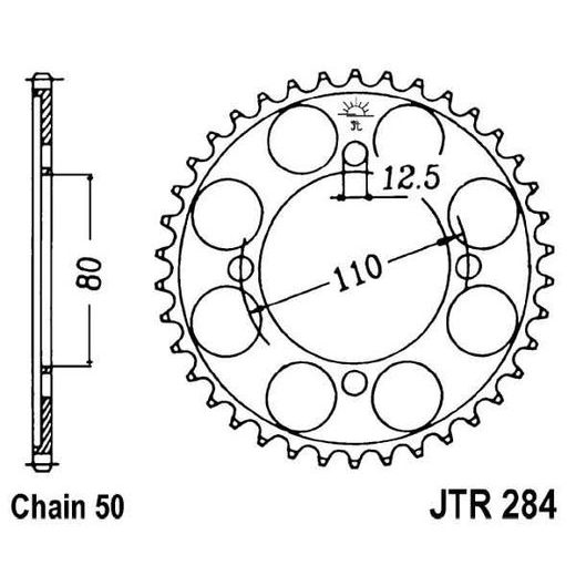 ŘETĚZOVÁ ROZETA JT JTR 284-46 46 ZUBŮ, 530