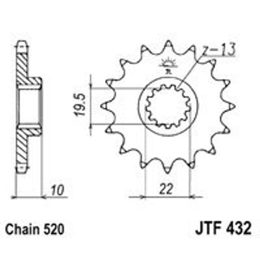 ŘETĚZOVÉ KOLEČKO JT JTF 432-12 12 ZUBŮ, 520