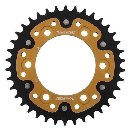 ŘETĚZOVÁ SADA EK - ZLATÝ ŘETĚZ 525 MVXZ, X-KROUŽEK, KOLEČKO JT POGUMOVANÉ, ROZETA SUPERSPROX STEALTH PRO DUCATI ST4S 996 SPORTTOURING (ABS) 2003-2005