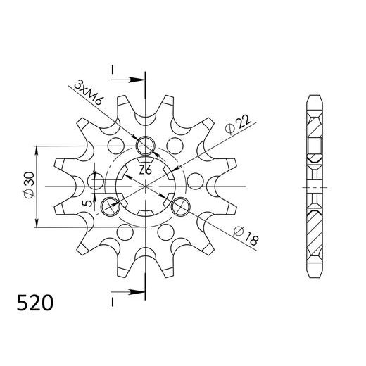 ŘETĚZOVÉ KOLEČKO SUPERSPROX CST-1445:12 12 ZUBŮ, 520